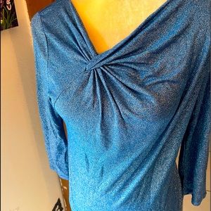 NWT The Limited Blue Shimmer Twist neckline Top M